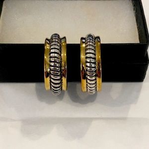 SILPADA Two Tone Hoop Earrings P0382 NWT